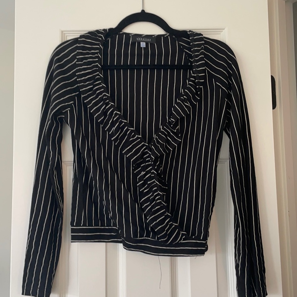 Abbeline black striped long sleeve. Size S.
